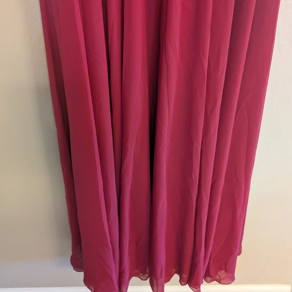Maxi Skirt Elegant Burgundy & Black Formal Medium Double Layers Stretchy Elastic - Picture 4 of 5